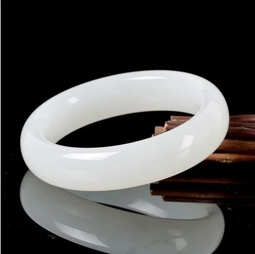 Women Fashion Jewellery - Pulseira bangle jade branca natural genuína,