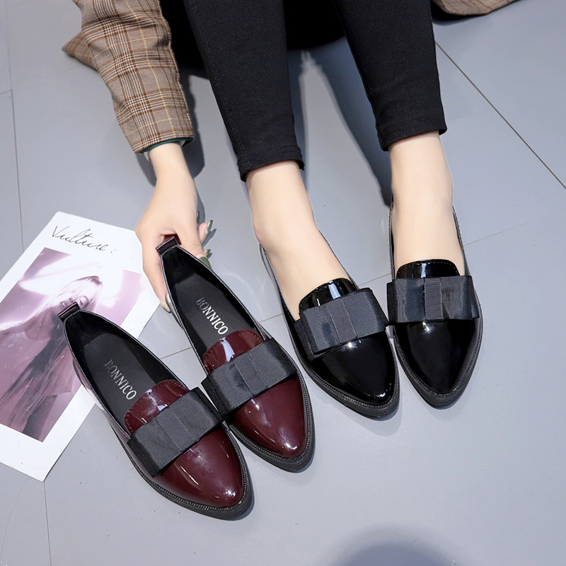 Women'S Fashion Line - Sapatos de Couro Sintético Preto/Vermelho Vinho