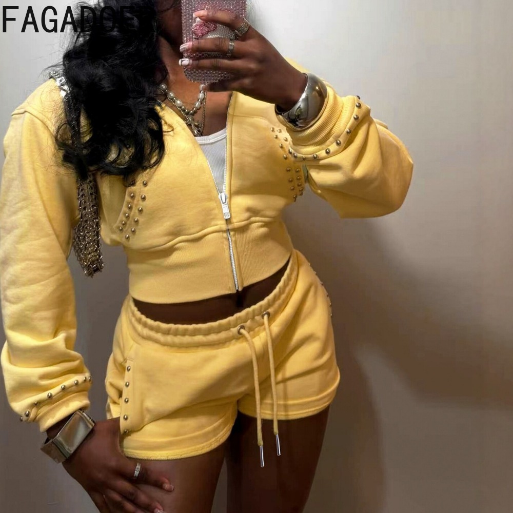 Women'S Fashion Zip Hoodie - Conjunto Casual de Esportes FAGADOER em