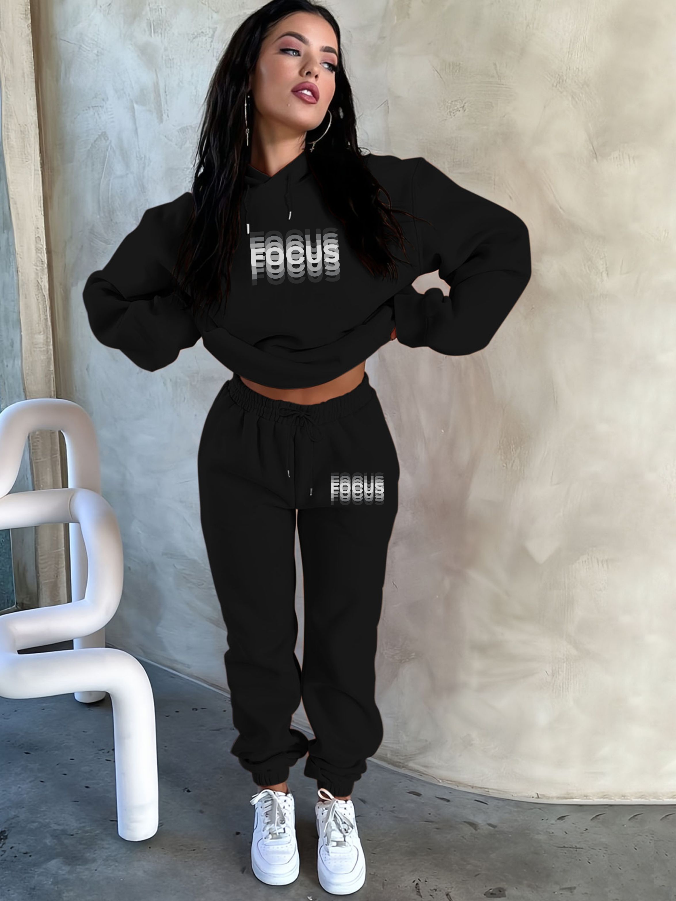 Women'S Fashion Sweatshirts - Conjunto de duas peças de inverno