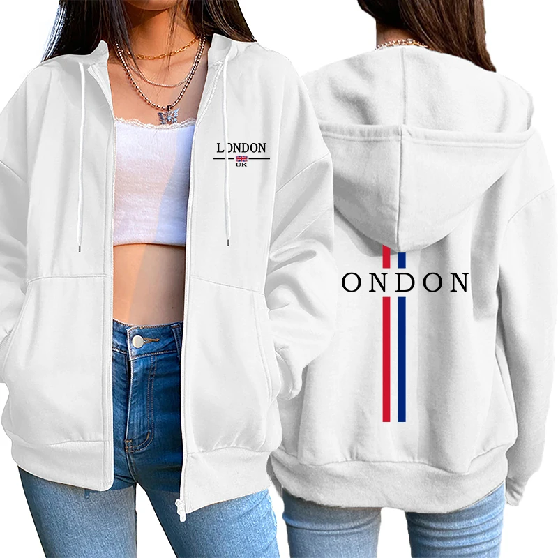 Women'S Fashion Sweatshirts - Casaco Cardigã Feminino com Zíper, Moletom