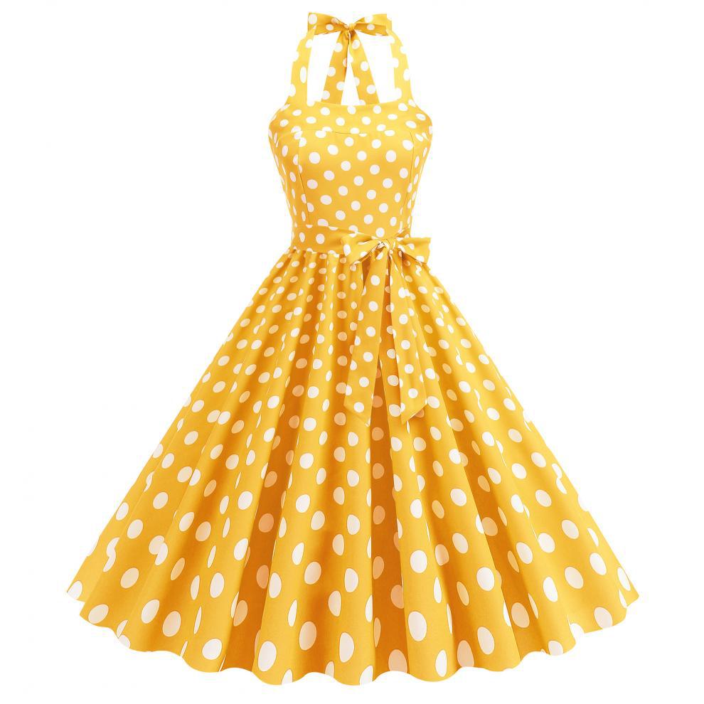 Women'S Fashion In The 50S - Vestido Feminino Retrô Rockabilly Amarelo com