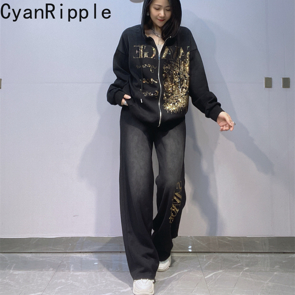 Women'S Fashion Zip Hoodie - Conjunto de Moletom Feminino Elegante para