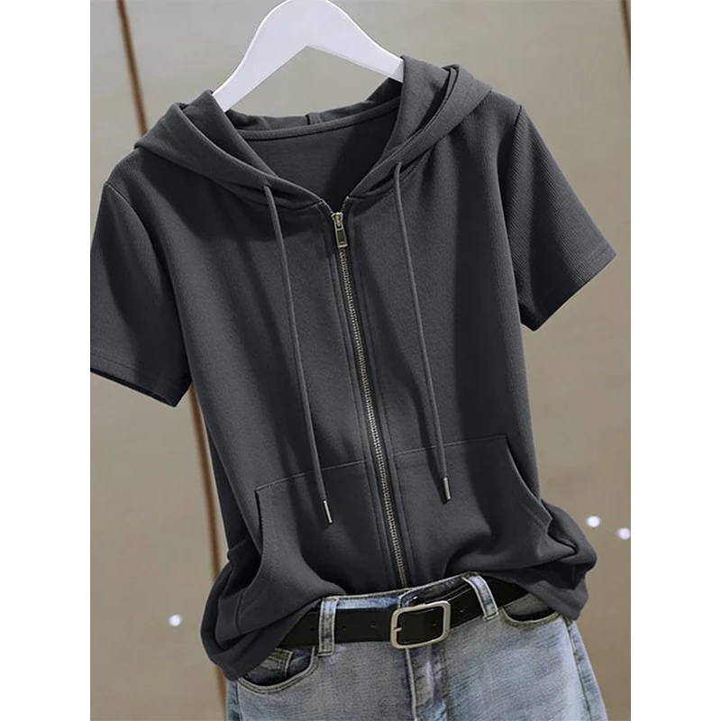 Women'S Fashion Zip Hoodie - Moletom feminino de verão com zíper