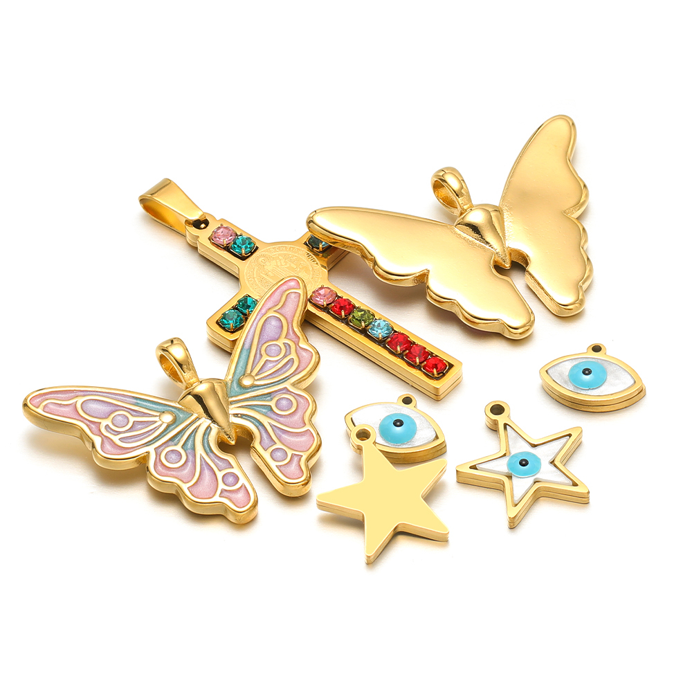 Women Fashion Jewellery - 5 pçs/lote aço inoxidável esmalte estrela
