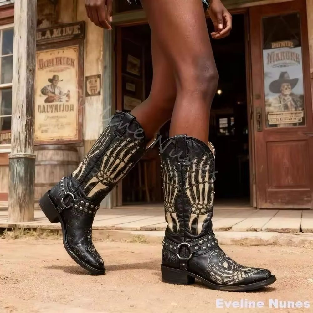 Botas Western Totem de Caveira - Women'S Fashion Winter 2026 avaliação e preço