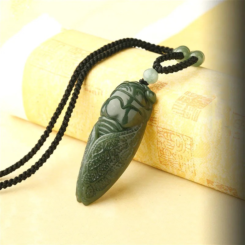 Natural Hetian Jade Cicada Col - Women Fashion Jewellery avaliação e preço