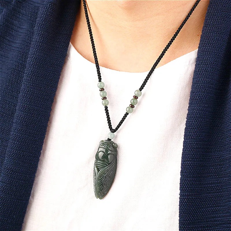 Natural Hetian Jade Cicada Col - Women Fashion Jewellery avaliação e preço