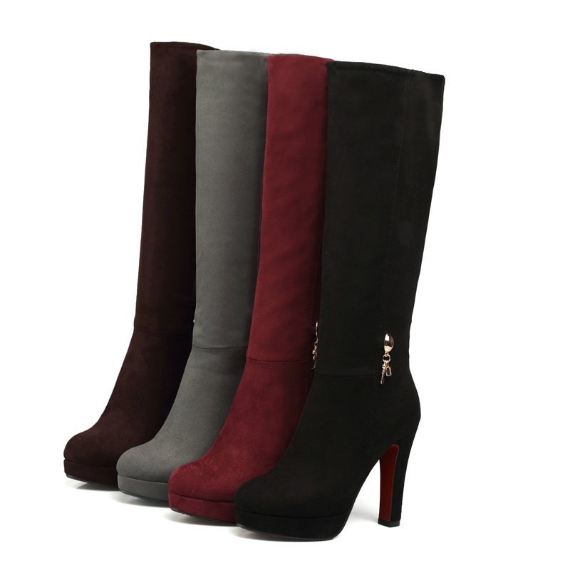 Camurça falsa couro nubuck bor - Women'S Fashion Leather Boots avaliação e preço