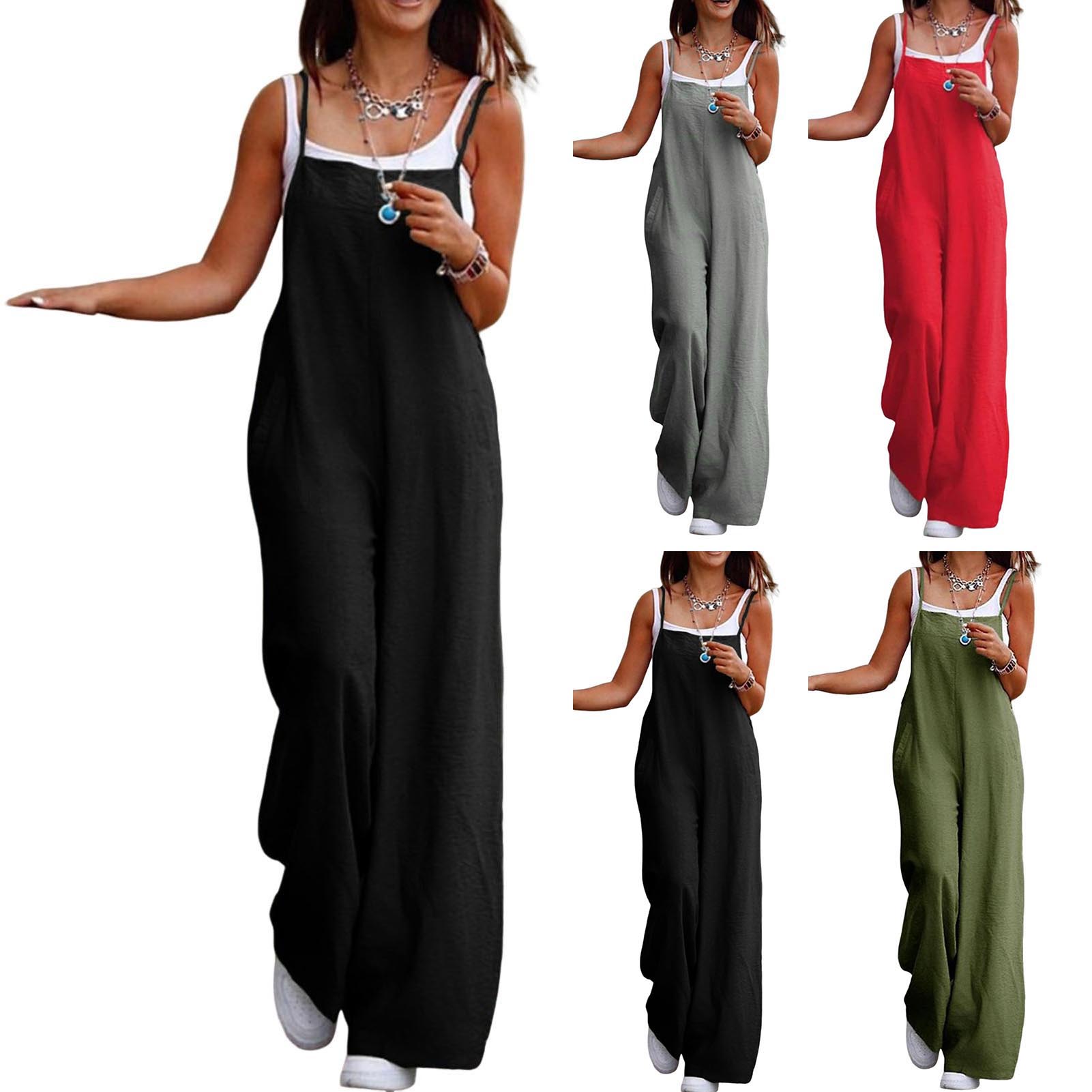 Macacão casual solto sem manga - Women'S Fashion Overalls avaliação e preço