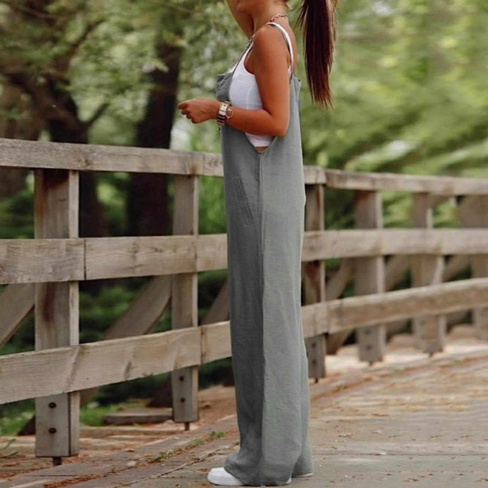 Macacão casual solto sem manga - Women'S Fashion Overalls avaliação e preço