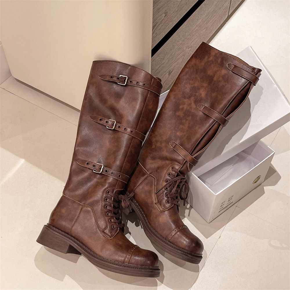 Botas altas de joelho feminina - Women'S Fashion Leather Boots avaliação e preço