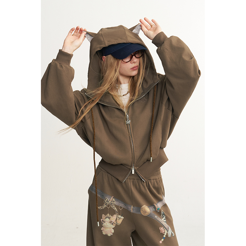 Conjunto de moletom feminino E - Women'S Fashion Zip Hoodie avaliação e preço