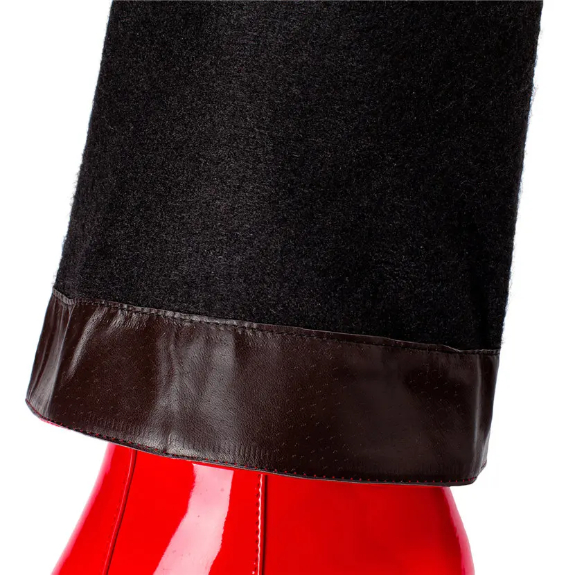 Vermelho branco couro de paten - Women'S Fashion Leather Boots avaliação e preço