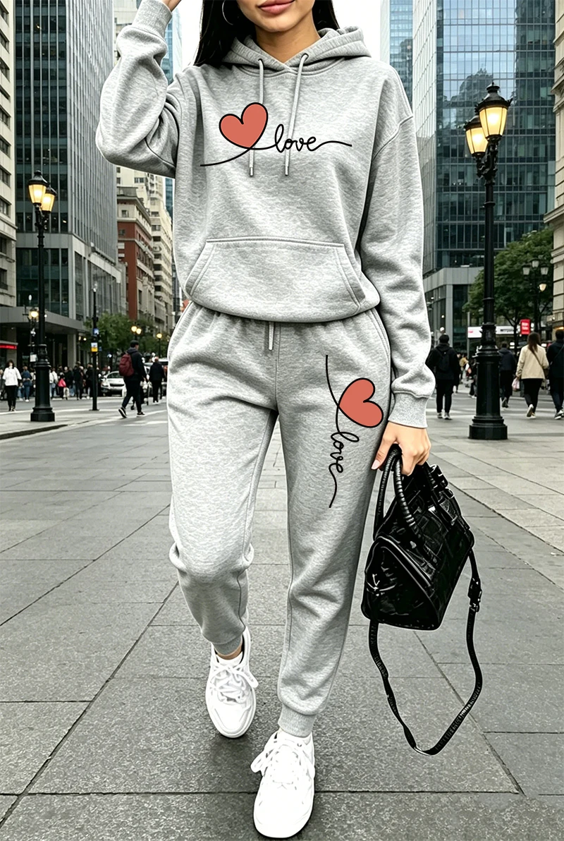 Conjunto de Moletom Feminino E - Women'S Fashion Sweatshirts avaliação e preço
