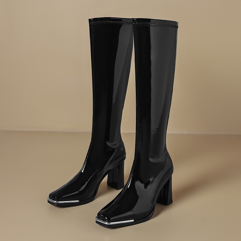 Joelho botas altas outono novo - Women'S Fashion Leather Boots avaliação e preço