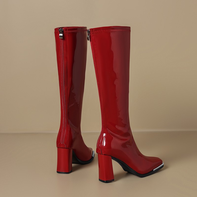 Joelho botas altas outono novo - Women'S Fashion Leather Boots avaliação e preço